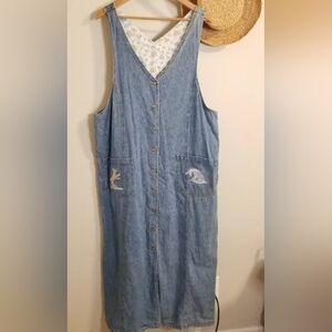 Disney Store Vintage Dress Jumper Embroidered - missing  1 button